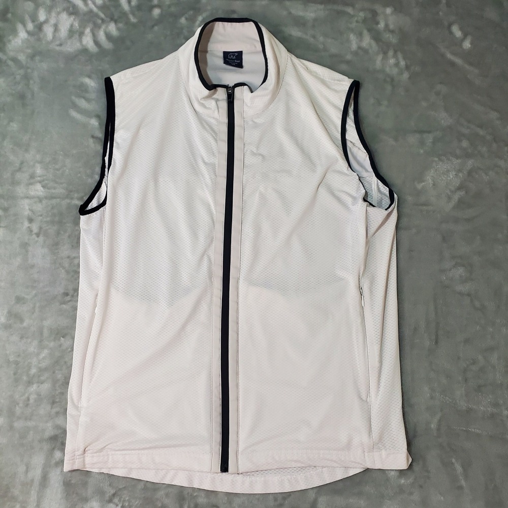 Master Bear Golf Wear Mens White Full Zip Performance Vest Sleeveless Size 105